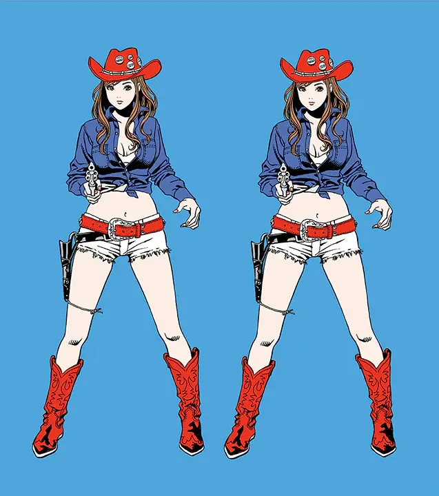 江口寿史の作品　タイトルは2 COW GIRLS