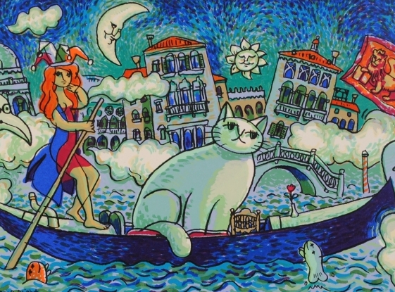 マイケル・ルーの絵画作品　タイトルは、真夏の夜の冒険